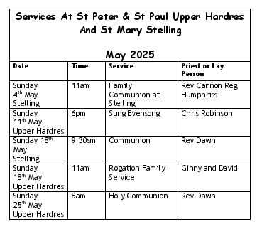 Church services - May 2025