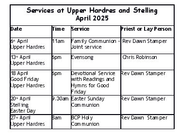Church services - April 2025